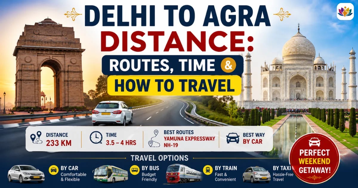 Delhi to Agra Distance