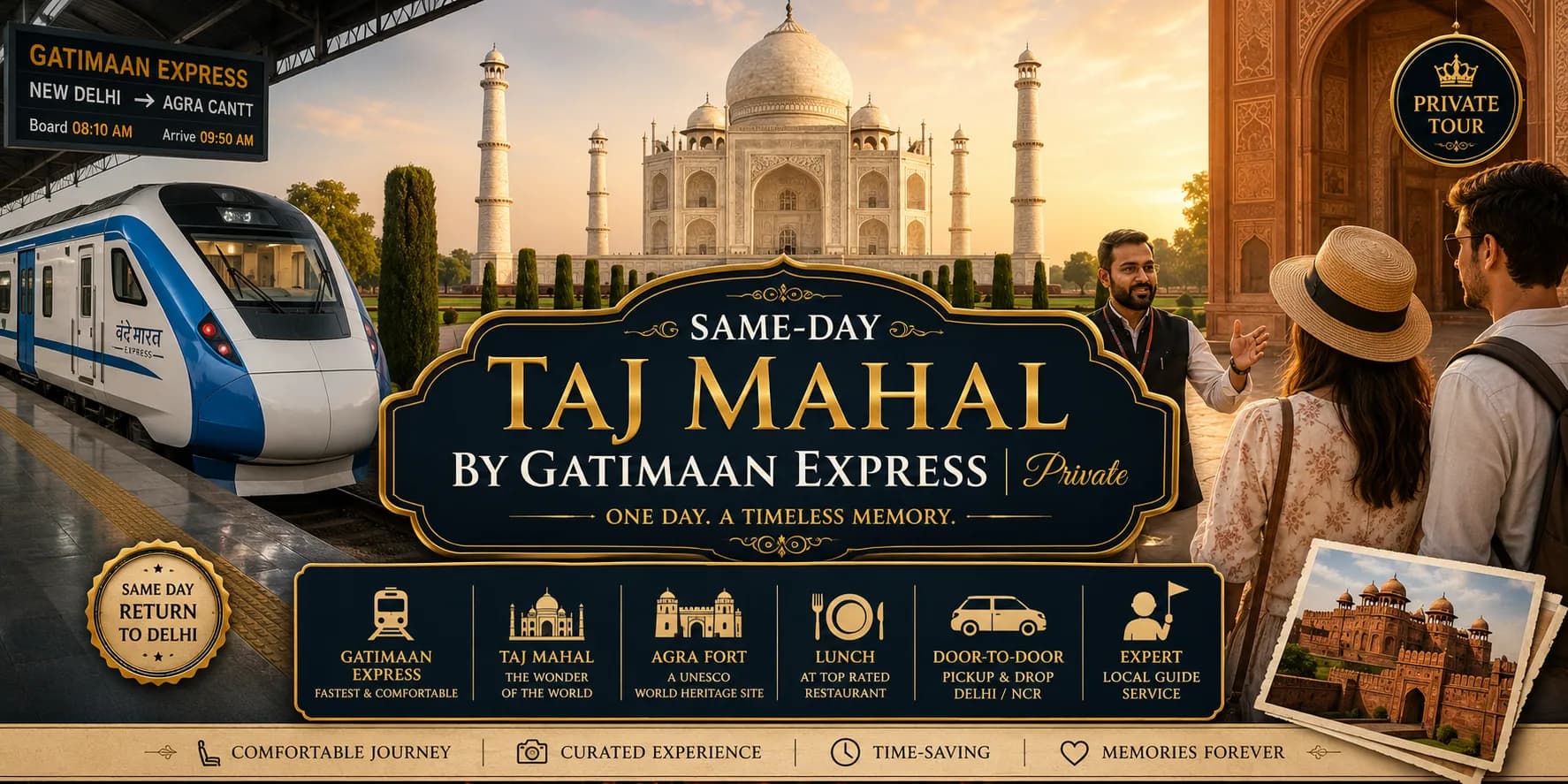 Same-Day Taj Mahal by Gatimaan Express | Private